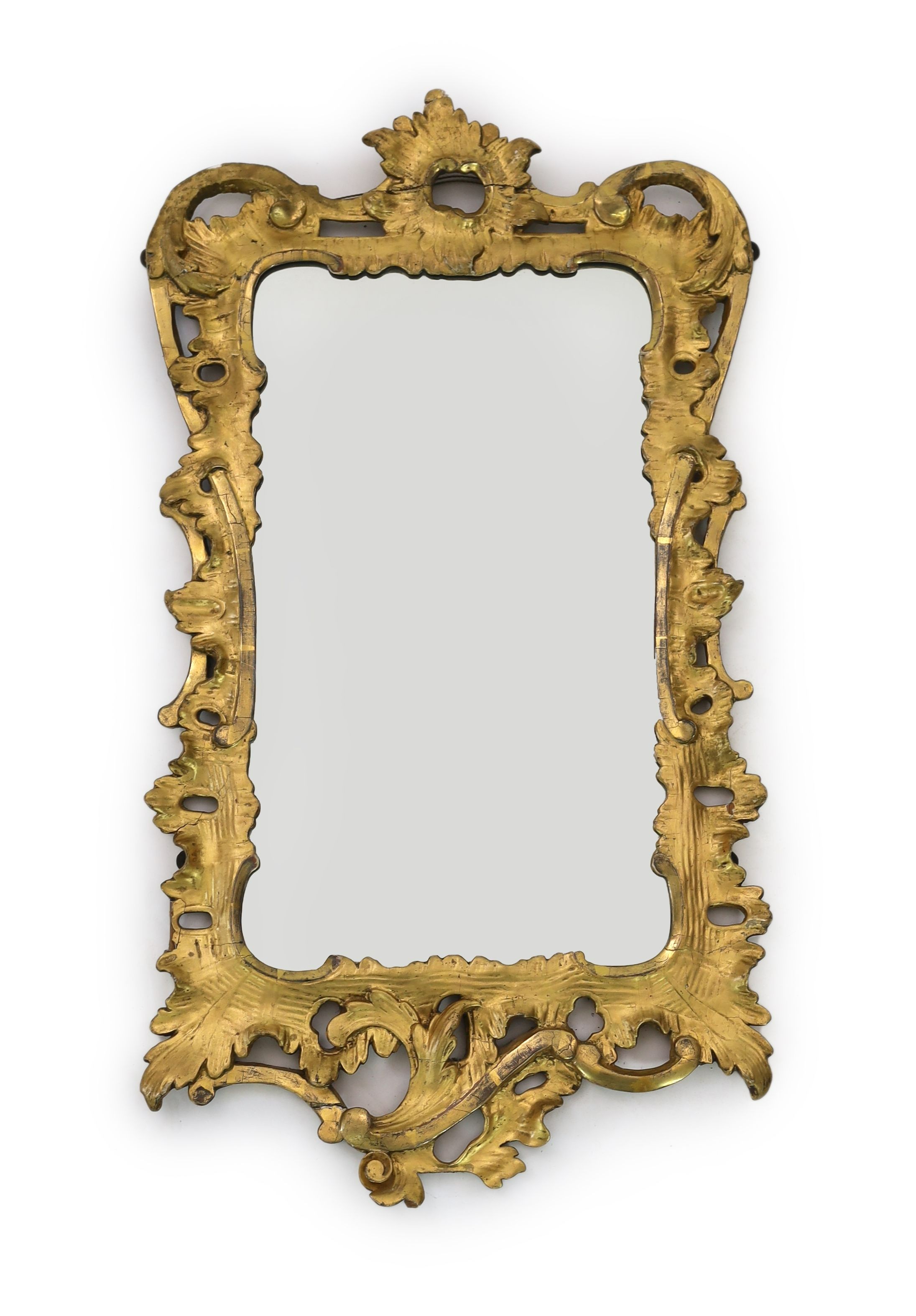 A George III carved giltwood wall mirror, W.50cm H.92cm